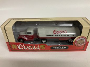 Coors Pure Malt  1937 TANKER Die-cast Metal Locking Coin Bank