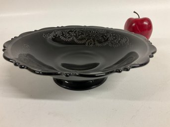 Vintage Etched Black / Dark Purple Low Bowl