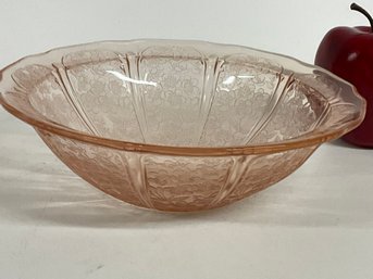 Dainty Depression Glass 8.5 Inch Bowl With Flowers