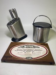 Kitchen Combo With Knives And Wooden Cook Tray