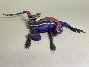 Large Oaxacan Alebrejis Purple Lizard Signed