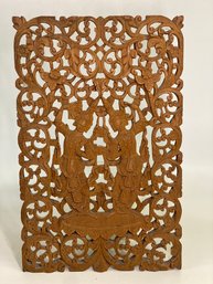 Vintage Teak Carved Decorative Wall Hanging 18x11 Inches