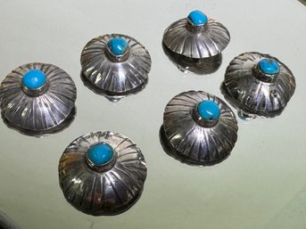 Six Western Turquoise Buttons