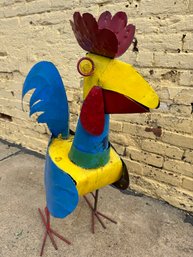 Large Lovely  Colorful Rustic 34 Inch Tall Metal Rooster