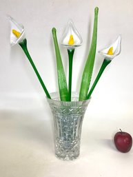Designer Glass Cali Lilies In Cut Crystal Vase