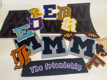 Large Group Of Textured Embroidered Pieces For Letterman Jackets And More
