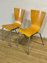 Two Wood And Metal Chairs From Sandler Seating