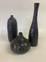 Trio Of Large Textured Vases