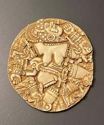 AZTEC Moon Goddess Ceramic Relief Art Piece, Archeological Museum Replica