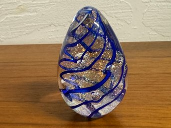 Contemporary Blue Swirl 2.5 Inch Tear Drop Paperweight