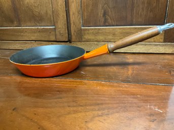 Vintage Le Creuset Cast Iron And Enamel Pan With Wooden Handle #24