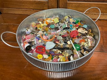 Large Metal Tray Of Mosaic Pieces Of Bits And Bobbles Through The Years