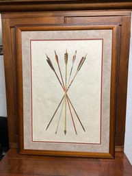 Graphic Print Of Vintage Arrows In Lovely Wooden Frame  35x28 Inches