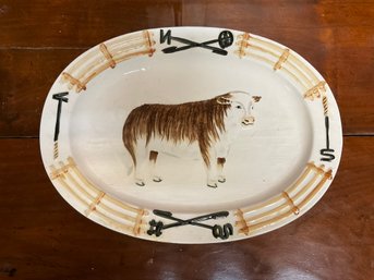 Great Mid Century Cow Platter 18x12 Inches