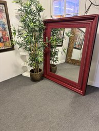 Large Red Framed Mirror Approx. 55 X 45