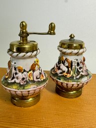 Vintage Capodimonte Salt Shaker & Pepper Mill