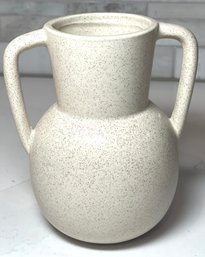 Great Little Mid Century Modern Inspired 2 Handle Jug With Speckled Glaze