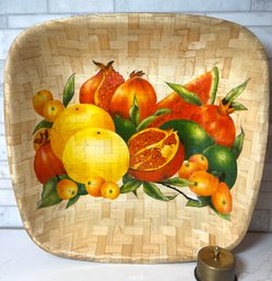 Mid Century Modern Fiberglass Bowl With Fruit Motif .  Vibrant, Retro And Colorful