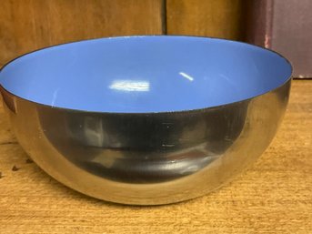 MCM Blue Enamel Polished Steel  5.5 Inch Catherineholm Snack Bowl From Norway