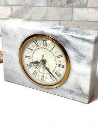 Vtg General Electric Table Top/mantel/desk Clock In White Marble Base