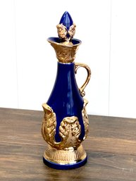 Vtg Collectible Jim Beam Decanter, Cobalt Blue And Gold!