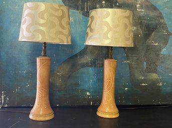 Pair Of Matching Vintage Ceramic Lamps With Shade Options