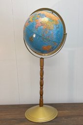 Vintage Crams Imperial Globe On Stand, Metal Base, Wood Stem