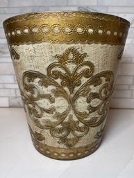 Italian Florentine Carved And Gilded Trash Can, Made In Italy: The Real Deal