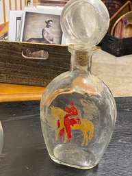 Vintage 1969 Kentucky Derby Liqueur Bottle Or Decanter With Equestrian Painted Figures