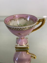 Pretty Pink Little 3 Inch Vintage Teacup With Square Base And Stem