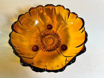 Vintage Indiana Glass Honey Amber Sunflower  11 Inch