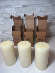 Root Timberline Pillar Candles, New In Box,  Quantity 3