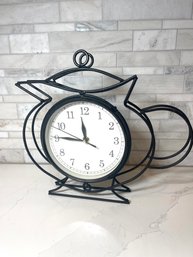 Retro Black Metal Wire Teapot Clock