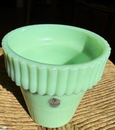 Vintage Fenton Green Swirl MBM Jadite Planter