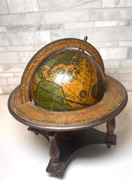 Old World Italian Zodiac Globe On Wooden Stand