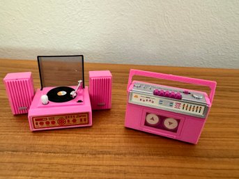 Vintage  Barbie Windup Record Player & Tape Deck