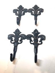 Vintage  Cast Iron Double Hooks, Set Of 2