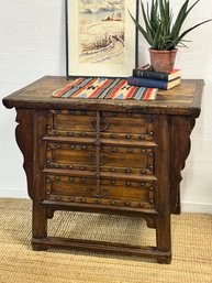 Vintage Spanish Pine And Wrought Iron Cabinet With Drawers