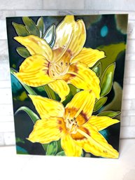 BENAYA Handcrafted Art Tile Plaque. Daffodils, !0.75 X 13.75