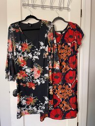 Two Festive Floral Dresses, Vibrant Colors And Great Style. Loft ( M) And Allison Brittney (M)