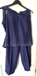 Sweet Navy Cropped Pant Suit, Looks Brand New. Size 10