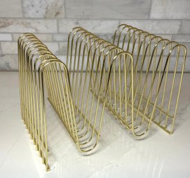 Mid Century Modern Inspired Record Rack, Brassy And Bold!