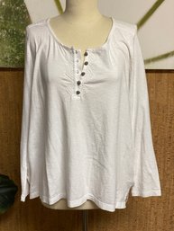 J. Jill White Summer Top With Button Down Neckline XL