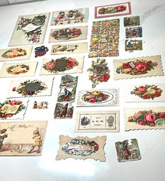 RARE Lot Victorian Calling Cards Die Cuts Hidden Names - FANCY EDGES, Mostly Samples  28pc