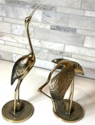 Set Of 2 Mid Century Modern Brass Cranes/herons