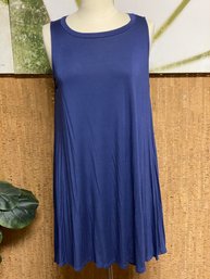 Long Blue Sleeveless Tunic Womens