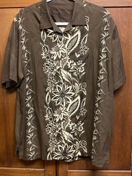 Tommy Bahama 100% Silk Shirt Mens M Brown