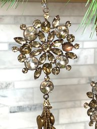 Blingy Holiday Ornament With Gold/copper Faux Crystal Detail, Set Of 3, NWT