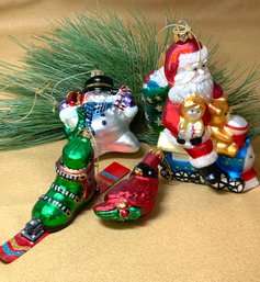 Blown Glass Christmas Ornaments. 4 Ornaments Lot #2 Of 4