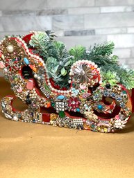 Bling Jewelry Sleigh, Vintage Costume Jewelry Tabletop / Holiday Centerpiece. #2 Of 2